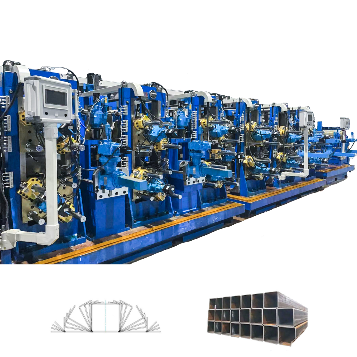 Linha de produção de tubo soldado direto para quadrado